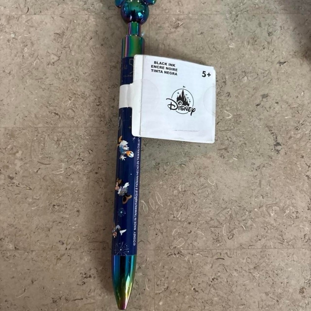 Disney World 50th Anniversary Mickey Mouse Iridescent Black Ink Pen Blue New